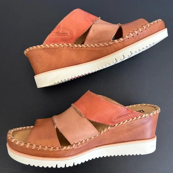 PIKOLINOS Size 7.5-8 Aguadulce Wedge Leather Sandals LIGHTWEIGHT WHIPSTITCH - Picture 5 of 8